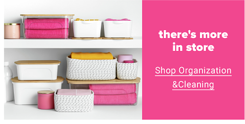 A collection of kitchen storage that is pink and white. Theres more in store. Shop storage and organization. 