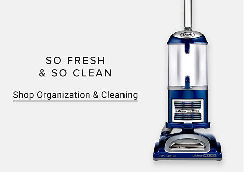 A blue Shark Liftaway Deluxe Navigator vacuum cleaner. So fresh and so clean. Shop organization and cleaning. 