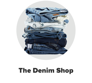 Stack of jeans. The denim shop. 