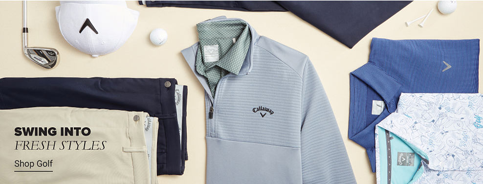 Golf apparel, including shirts, caps, pullovers and pants. Swing into fresh styles. Shop golf.