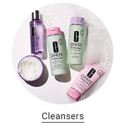 A variety of Clinique cleansing products. Cleansers