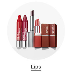 A variety of Clinique lip products in many shades. Lips