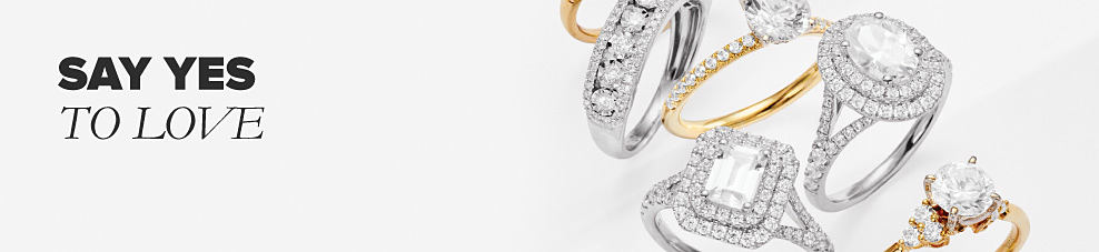 An image of a variety of engagement rings. Say yes to love.