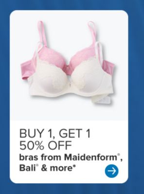 Buy one, get one 50% off bras from Maidenform, Bali and more.