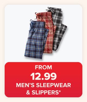 Men's flannel pajama pants. From 12.99 men's sleepwear and slippers.