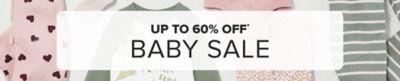 Up to 60% off baby sale. Shop now. Various baby clothes.