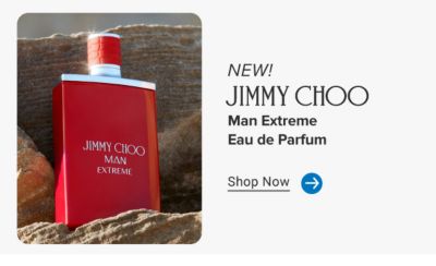 Image of a fragrance bottle. Jimmy Choo logo. New. Man extreme eau de parfum. Shop now.