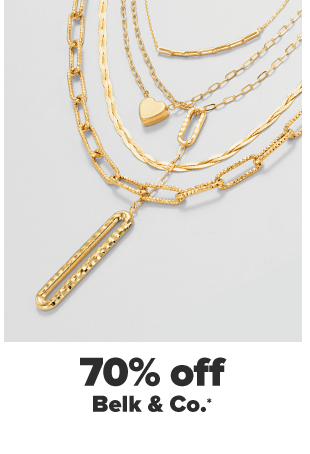 An assortment of gold chainlink necklaces. 70% off Belk and Co. 