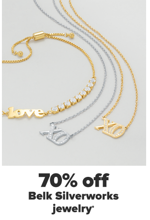 A pendant necklace and two pairs of earrings in boxes. 70% off Belk Silverworks jewelry. 