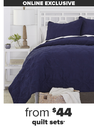 A navy quilt set. Online exclusive. From $44 quilt sets.