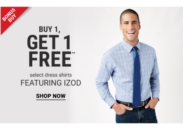 Bonus Buy - Buy 1, get 1 FREE** select dress shirts featuring IZOD. Shop Now.