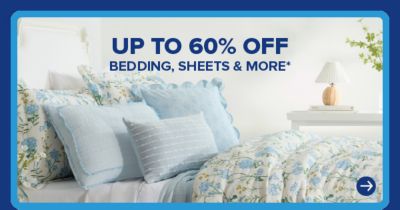 Image of white and blue floral bedding. Up to 60% off bedding, sheets and more.