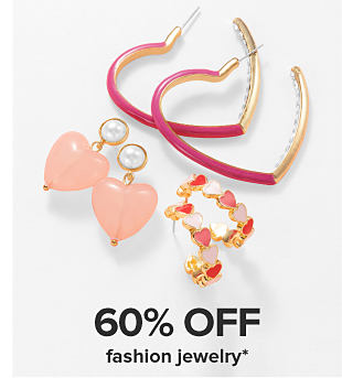 Assortment of heart shaped earrings. 60% off fashion jewelry. 