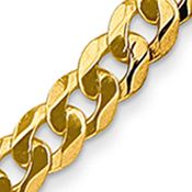 Mens 14K Yellow Gold 4.75 Millimeter Beveled Curb Chain Necklace