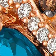 4.63 ct. t.w. Deep Sea Blue Topaz™, 1/5 ct. t.w. Chocolate Diamonds®, 1/3 ct. t.w. Vanilla Diamonds® Chocolatier® Earrings in 14K Strawberry Gold®