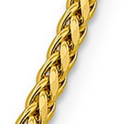 Men's 14K Yellow Gold Millimeter Semi Solid Diamond Cut Wheat Chain Necklace