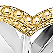 14K Yellow Gold with Rhodium Diamond Cut Heart Post Earrings