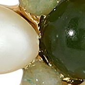 Gold Tone Faux Pearl and Aventurine Drop Earrings