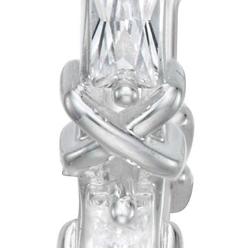 Silver Tone 25 Millimeter Crystal Cubic Zirconia Hoop Earrings