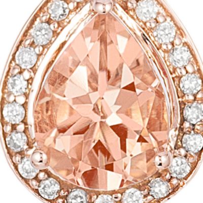 Peach Morganite with Neopolitan Opal, Vanilla Diamonds , and Chocolate Diamonds Earrings in 14K Strawberry Gold