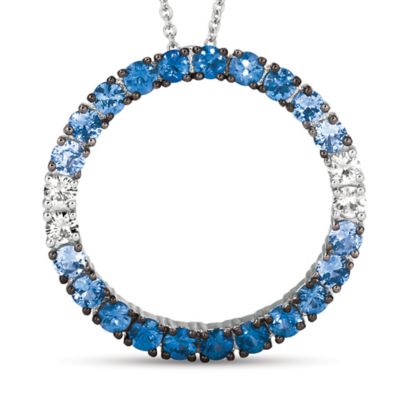 1/4 ct. t.w. White Sapphire and 1.25 ct. t.w. Ombré Sapphire Pendant Necklace in 14K White Gold