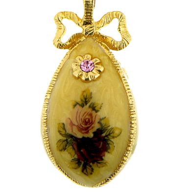36 Inch Gold Tone Pink Crystal Floral Pendant Necklace