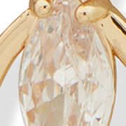 Gold Tone Crystal Flower Petal Linear Earrings