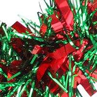50' Shiny Green and Red Christmas Tinsel Garland - Unlit