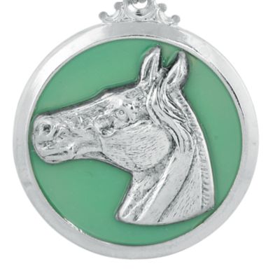 Silver Tone Horse Enamel Turquoise Color Key Chain