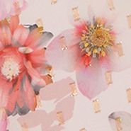 Long Floral Print Mock Wrap Empire Waist W/Short Flutter Sleeves