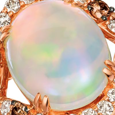 Creme Brulee® 2.2 ct. t.w. Neopolitan Opal™, 7/8 Chocolate Diamonds®, 3/4 Nude Diamonds™ Ring 14k Strawberry Gold®