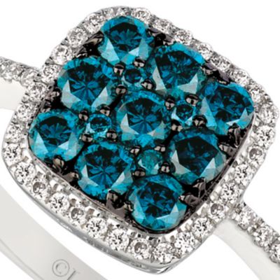 Blueberry Diamond® and Vanilla Diamond® Geometric Square Ring in 14k Vanilla Gold®