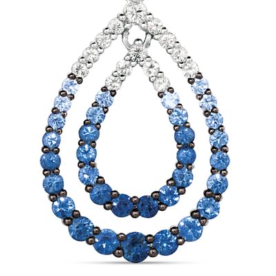 1.33 ct. t.w. Ombré Sapphire and 1/3 ct. t.w. White Sapphire Necklace in 14K White Gold