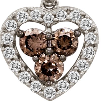 Chocolate Diamond® and Vanilla Diamond® Heart Pendant in 14k Vanilla Gold®