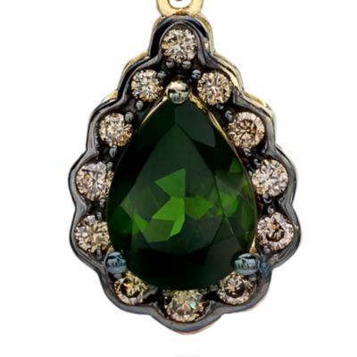 14k Honey Gold™ Hunters Green Tourmaline™, Chocolate Diamond®, and Vanilla Diamond® Pendant