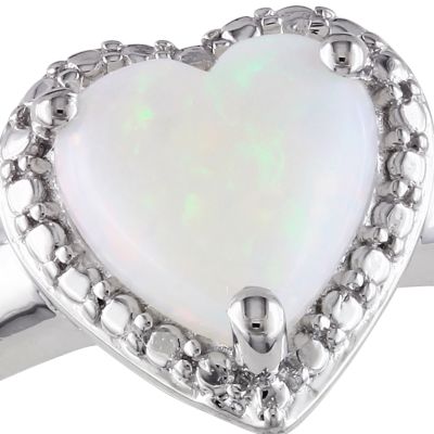 Sterling Silver Heart Opal Ring