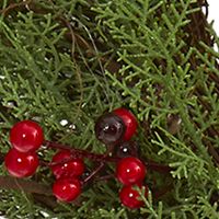 20in. Cedar and Ruscus with Berries Artificial Wreath