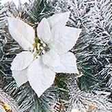 6 Foot Flocked Poinsettia and Berry Artificial Christmas Garland with 50 Warm White LED Lights