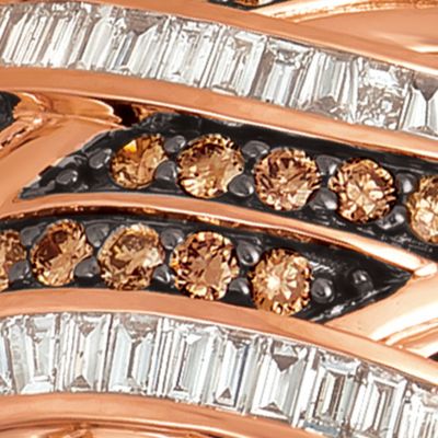 Baguette Frenzy™ 5/8 ct. t.w. Chocolate Diamonds® and 1/2 ct. t.w. Vanilla Diamonds® Ring in 14k Strawberry Gold®