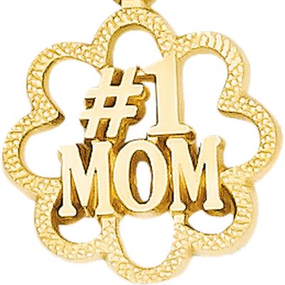 14k Yellow Gold "#1 Mom" Charm