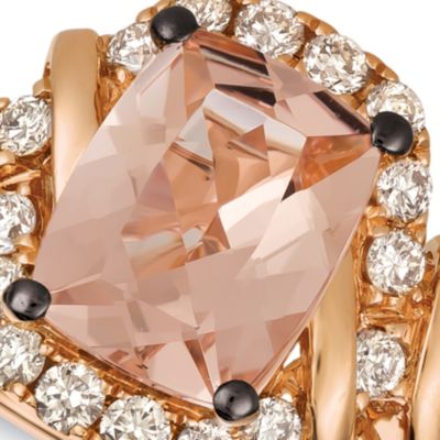 1 1/2 ct. t.w. Peach Morganite™, 1/3 ct. t.w. Vanilla Diamonds®, and 1/3 ct. t.w. Chocolate Diamonds® Ring in 14K Strawberry Gold® 