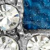 Silver Tone Blue Enamel Crystal Cross Round Earrings