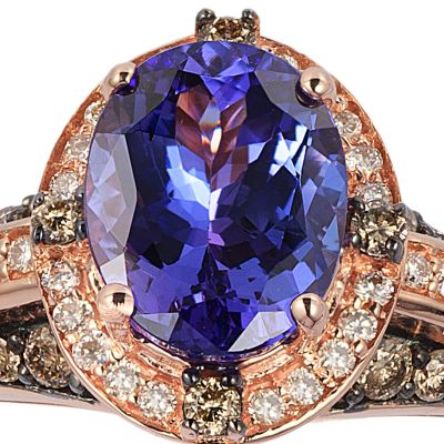 14k Strawberry Gold® Blueberry Tanzanite™, Chocolate Diamond®, and Vanilla Diamond® Ring - Belk Exclusive