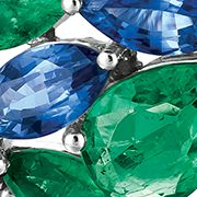 2.38 ct. t.w. Cornflower Ceylon Sapphire™, 1.2 ct. t.w. Costa Smeralda Emeralds™ and 1/5 ct. t.w. Vanilla Diamonds® Bangle in 14K Vanilla Gold®.