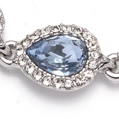 Silver Tone Light Sapphire Crystal Pear Flex Bracelet