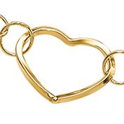 14K Two Tone Polished Heart with 1 Inch Extender Anklet