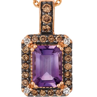 1/5 ct. t.w. Diamond and 3/4 ct. t.w. Amethyst Necklace in 14k Rose Gold