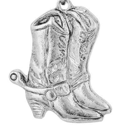 Silver Tone and Imitation Turquoise Accent Western Boots Drop Earrings
