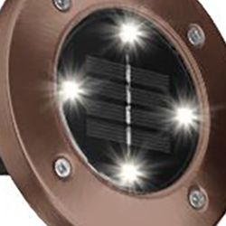 Disk Lights Bronze Solar Powered Outdoor Integrated LED Path Disk Lights 4-Pack