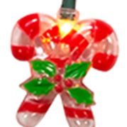 10-Light Candy Cane with Holly Leaves and Berries Light Set